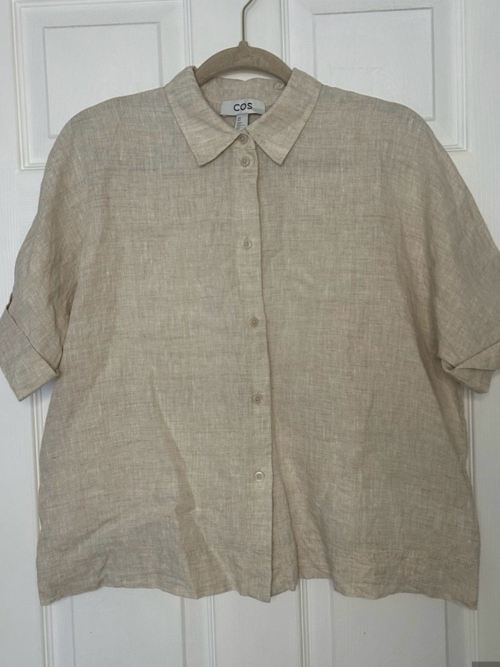 Cos Linen Rolled Sleeve Button Down Shirt